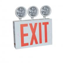 Nora NEX-751-LED/R3 - NYC Approved Steel LED Exit with Three 9W Adjustable Heads, Battery Backup, Red