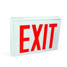 Nora NX-550-LEDU/R - Steel Body NYC Approved Exit Signs, 8&#34; Red Letters / White Housing, Battery Backup, 1F/2F
