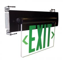Nora NX-814-LEDGCB - Recessed Adjustable LED Edge-Lit Exit Sign, 2 Circuit, 6" Green Letters, Single Face / Clear