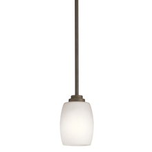 Kichler 3497OZS - Eileen 8&#34; 1 Light Mini Pendant with Satin Etched Cased Opal Glass in Olde Bronze®