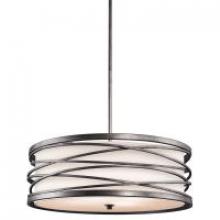 Kichler 42465WMZ - Krasi 9.5&#34; 4 Light Chandelier/Pendant with Clear Etched Tempered Glass and Off White Fabric Shad