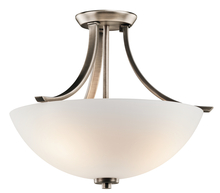 Kichler 42563BPT - Granby 17.25&#34; 3 Light Semi Flush with Satin Etched Cased Opal Glass in Brushed Pewter