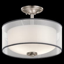 Kichler 43154AP - Tallie 13.5&#34; 2 Light Semi Flush with Satin Etched White Inner Diffuser and White Translucent Org
