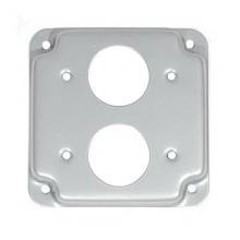 Aura Electric 19-2S - 4 Inch Square Steel 2 Single Receptacle Outlet Cover 2 Gang