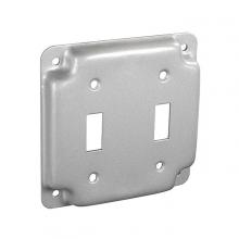Aura Electric 19-2T - 4 Inch Square Steel 2 Toggle Switch Cover