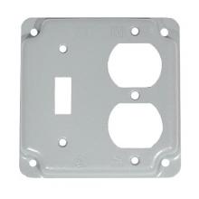 Aura Electric 19-2TD - 4 Inch Square Steel 1 Toggle 1 Duplex Receptacle Outlet Cover