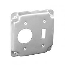 Aura Electric 19-2TS - 4 Inch Square 1 Toggle 1 Single Receptacle Raised Outlet Cover