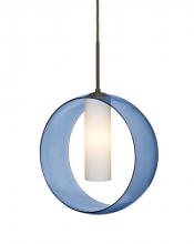Besa Lighting 1JC-PLATOBL-LED-BR - Besa, Plato Cord Pendant, Blue/Opal, Bronze Finish, 1x5W LED