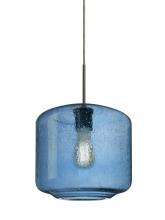 Besa Lighting 1JT-NILES10BL-EDIL-BR - Besa Niles 10 Pendant, Blue Bubble, Bronze Finish, 1x4W LED Filament