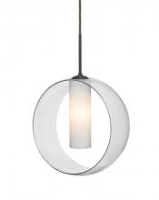 Besa Lighting 1JT-PLATOCL-LED-BR - Besa, Plato Cord Pendant, Clear/Opal, Bronze Finish, 1x5W LED
