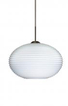 Besa Lighting J-491207-BR - Besa Pendant For Multiport Canopy Pape 10 Bronze Opal Ribbed 1x75W Medium Base