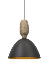 Besa Lighting RXP-CREED-LED-BR - Besa Creed Cord Pendant, Dark Bronze With Gold Reflector, Bronze Finish, 1x9W LED