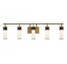 Savoy House 8-1638-5-143 - Abel 5-Light LED Bathroom Vanity Light in Matte Black with Warm Brass Accents