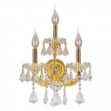 Worldwide Lighting Corp W23071G12 - Maria Theresa 3-Light Gold Finish and Clear Crystal Candle Wall Sconce Light 12 in. W x 22 in. H Med