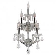 Worldwide Lighting Corp W23072C12 - Maria Theresa 5-Light Chrome Finish and Clear Crystal Candle Wall Sconce Light 12 in. W x 29.5 in. H