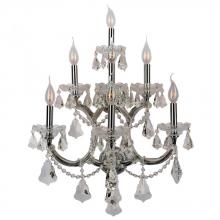 Worldwide Lighting Corp W23073C22 - Maria Theresa 7-Light Chrome Finish and Clear Crystal Candle Wall Sconce Light 22 in. W x 29.5 in. H