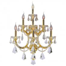Worldwide Lighting Corp W23073G22 - Maria Theresa 7-Light Gold Finish and Clear Crystal Candle Wall Sconce Light 22 in. W x 29.5 in. H E