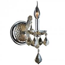 Worldwide Lighting Corp W23116C6-GT - Maria Theresa 1-Light Chrome Finish and Golden Teak Crystal Candle Wall Sconce Light 6 in. W x 14 in