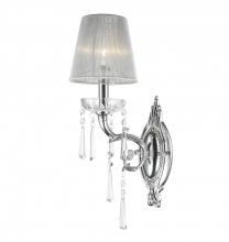 Worldwide Lighting Corp W23131C6 - Orleans 1-Light Chrome Finish and Clear Crystal Wall Sconce Light with White String Shade 6 in. W x 