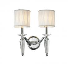 Worldwide Lighting Corp W23132C13 - Gatsby 2-Light Chrome Finish and Clear Crystal Wall Sconce Light with White Fabric Shade 13 in. W x 