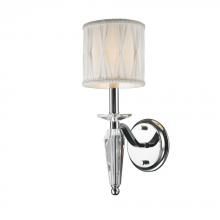 Worldwide Lighting Corp W23132C6 - Gatsby 1-Light Chrome Finish and Clear Crystal Wall Sconce Light with White Fabric Shade 6 in. W x 1