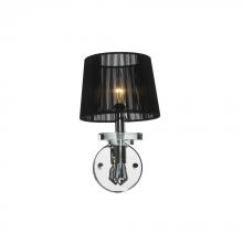 Worldwide Lighting Corp W23135C7 - Gatsby 1-Light Chrome Finish and Clear Crystal Wall Sconce Light with Black String Shade 7 in. W x 1