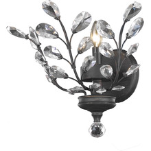 Worldwide Lighting Corp W23152F12 - Aspen 1-Light dark Bronze Finish and Clear Crystal Floral Wall Sconce Light 12 in. W x 13 in. H Medi