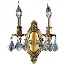 Worldwide Lighting Corp W23301BP9-CL - Windsor 2-Light Antique Bronze Finish Crystal Candle Wall Sconce Light 9 in. W x 10.5 in. H Medium