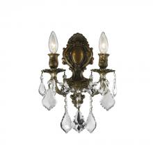 Worldwide Lighting Corp W23313B12 - Versailles 2-Light Antique Bronze Finish Crystal Candle Wall Sconce Light 12 in. W x 13 in. H Medium