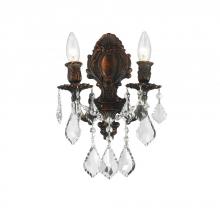 Worldwide Lighting Corp W23313F12 - Versailles 2-Light dark Bronze Finish Crystal Candle Wall Sconce Light 12 in. W x 13 in. H Medium