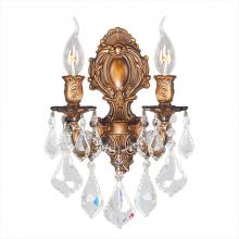 Worldwide Lighting Corp W23313FG12 - Versailles 2-Light French Gold Finish Crystal Candle Wall Sconce Light 12 in. W x 13 in. H Medium