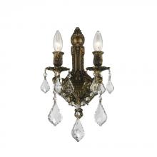 Worldwide Lighting Corp W23314B12 - Versailles 2-Light Antique Bronze Finish Crystal Wall Sconce Light 12 in. W x 13 in. H Medium