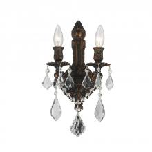 Worldwide Lighting Corp W23314F12 - Versailles 2-Light dark Bronze Finish Crystal Wall Sconce Light 12 in. W x 13 in. H Medium