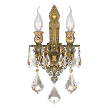 Worldwide Lighting Corp W23314FG12-GT - Versailles Collection 2 Light French Gold Finish & Golden Teak Crystal Wall Sconce 12&#34; W x 13&#3