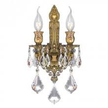 Worldwide Lighting Corp W23314FG12 - Versailles 2-Light French Gold Finish Crystal Wall Sconce Light 12 in. W x 13 in. H Medium