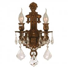 Worldwide Lighting Corp W23315FG12 - Versailles 2-Light French Gold Finish Crystal Wall Sconce Light 12 in. W x 13 in. H Medium