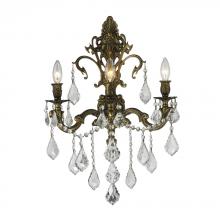 Worldwide Lighting Corp W23316B17 - Versailles 3-Light Antique Bronze Finish Crystal Wall Sconce Light 17 in. W x 24 in. H Large