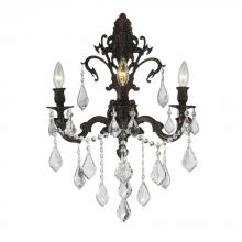 Worldwide Lighting Corp W23316F17 - Versailles 3-Light dark Bronze Finish Crystal Wall Sconce Light 17 in. W x 24 in. H Large