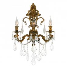 Worldwide Lighting Corp W23316FG17 - Versailles 3-Light French Gold Finish Crystal Wall Sconce Light 17 in. W x 24 in. H Large