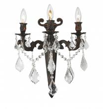 Worldwide Lighting Corp W23317F15 - Versailles 3 -Light dark Bronze Finish Crystal Torch Wall Sconce Light 15 in. W x 18 in. H Large