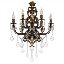 Worldwide Lighting Corp W23318B19 - Versailles 5-Light Antique Bronze Finish Crystal Wall Sconce Light 19 in. W x 32 in. H Large Two 2 T