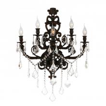 Worldwide Lighting Corp W23318F19 - Versailles 5-Light dark Bronze Finish Crystal Wall Sconce Light 19 in. W x 32 in. H Large Two 2 Tier