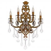 Worldwide Lighting Corp W23318FG19 - Versailles 5-Light French Gold Finish Crystal Wall Sconce Light 19 in. W x 32 in. H Large Two 2 Tier