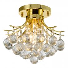Worldwide Lighting Corp W33015G12 - Empire 2-Light Gold Finish and Clear Crystal Flush Mount Ceiling Light 12 in. Dia x 12 in. H Round S