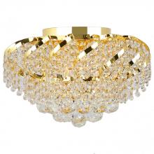 Worldwide Lighting Corp W33017G16 - Empire 6-Light Gold Finish and Clear Crystal Flush Mount Ceiling Light 16 in. Dia x 9 in. H Round Me