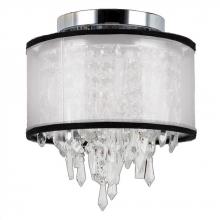 Worldwide Lighting Corp W33125C8-WSO - Tempest Collection 1 Light Chrome Finish Crystal Flush Mount Ceiling Light with White Organza Drum S