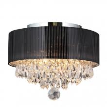 Worldwide Lighting Corp W33137C12 - Gatsby 3-Light Chrome Finish Crystal Flush Mount with Black Acrylic drum Shade 12 in. Dia x 9 in. H