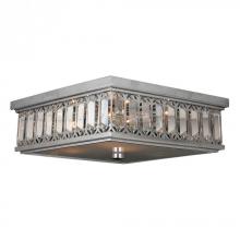 Worldwide Lighting Corp W33140C14 - Athens 6-Light Chrome Finish and Clear Crystal Flush Mount Ceiling Light 14 in. Square Medium