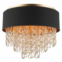 Worldwide Lighting Corp FS272MG20 - Halo Collection 6 Light Matte Gold Finish and Golden Teak Crystal with Black Drum Shade Flush Mount