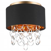Worldwide Lighting Corp W33280MG12 - Catena 3-Light Matte Gold Finish with Black Linen drum Shade Flush Mount Ceiling Light 12 in. Dia x 